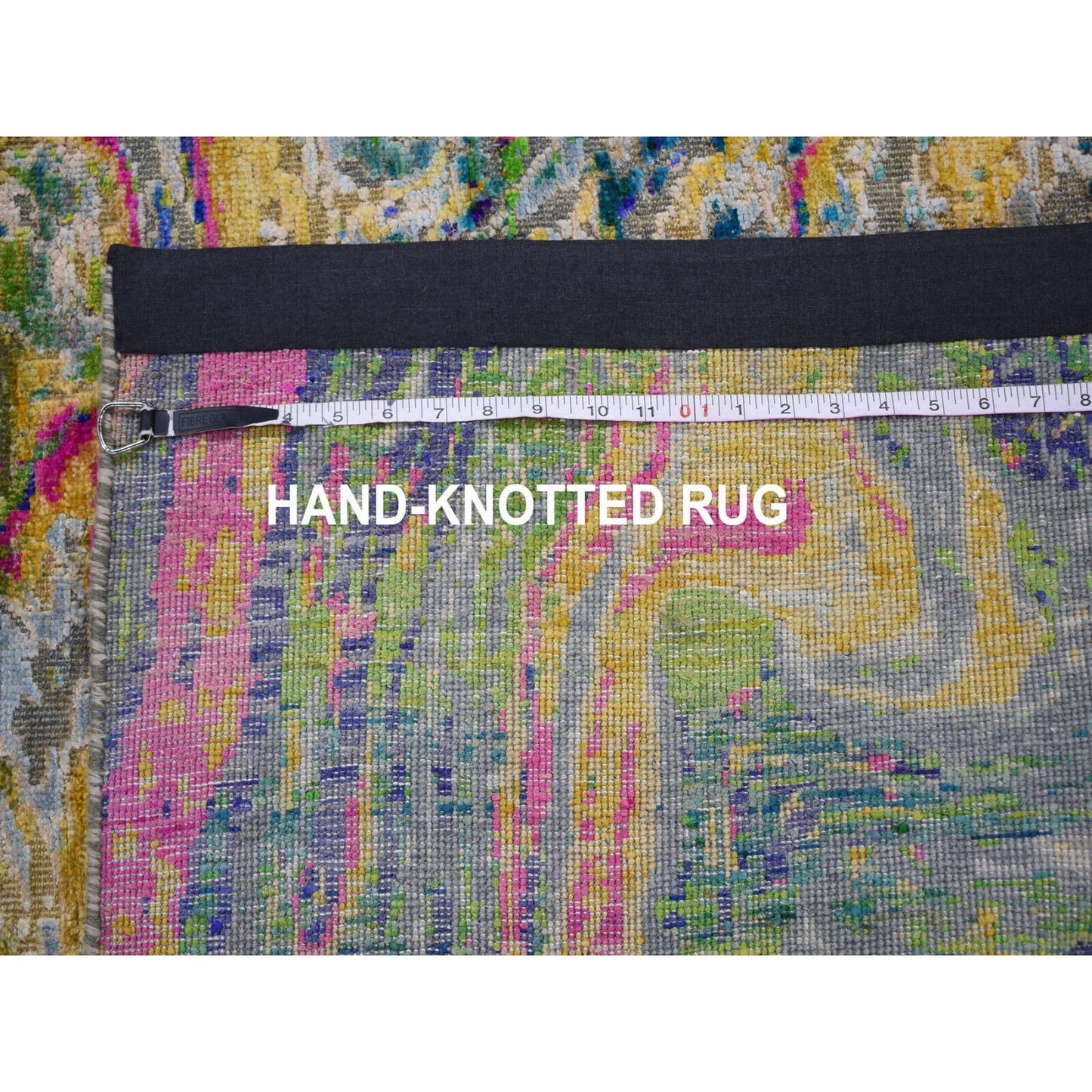4'9"X6'7" The Lava Sari Silk With Textured Wool Hand Knotted Rug