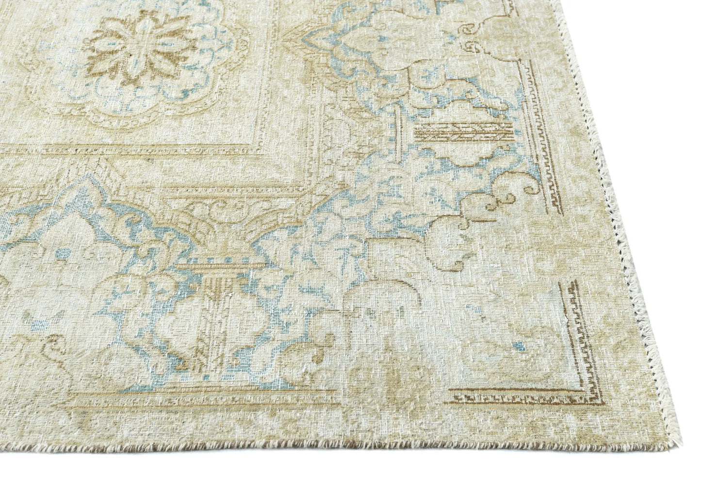 Handmade Muted Floral Distressed Oriental Rug
