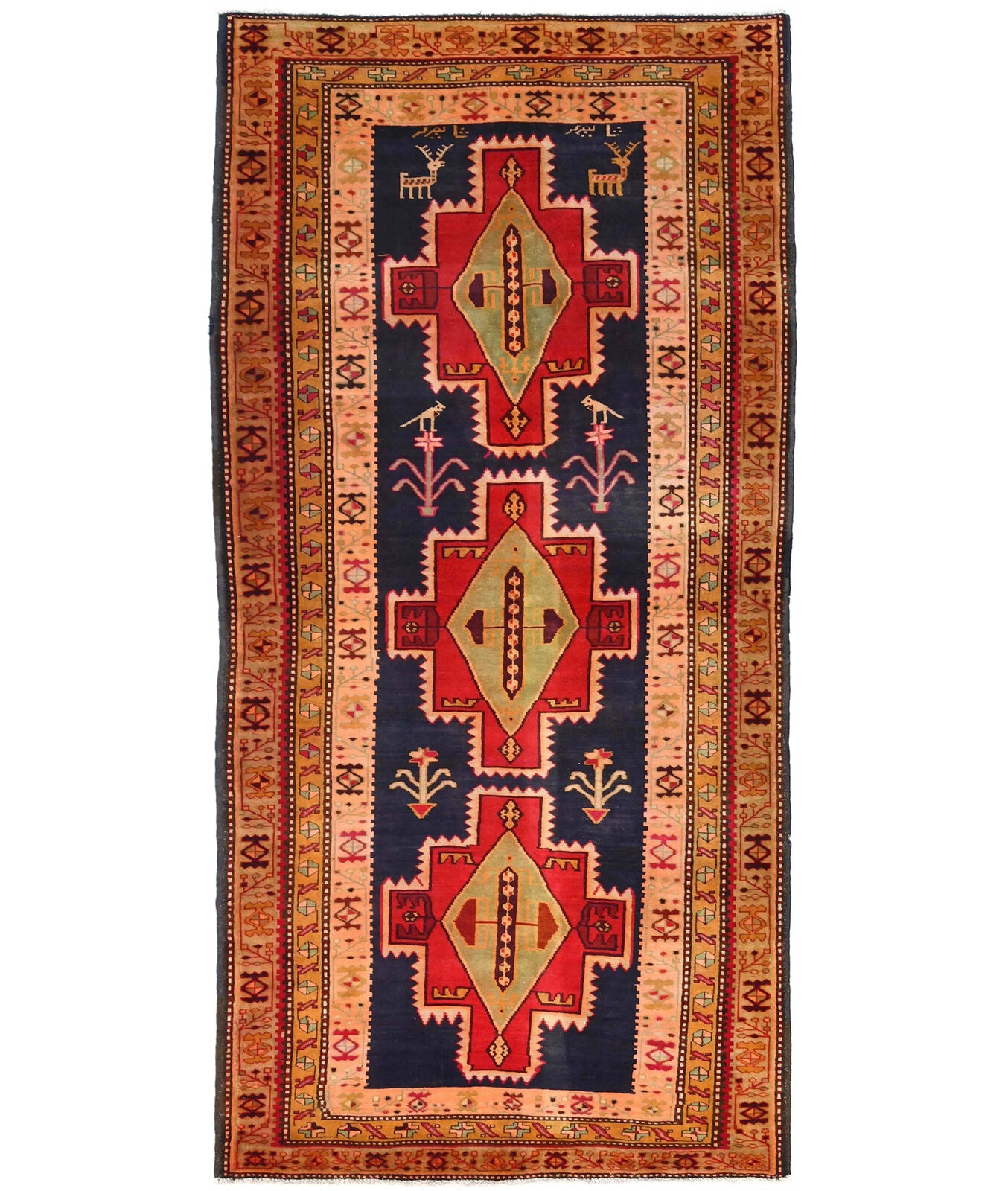 Handmade Vintage Oriental Runner Rug Tribal