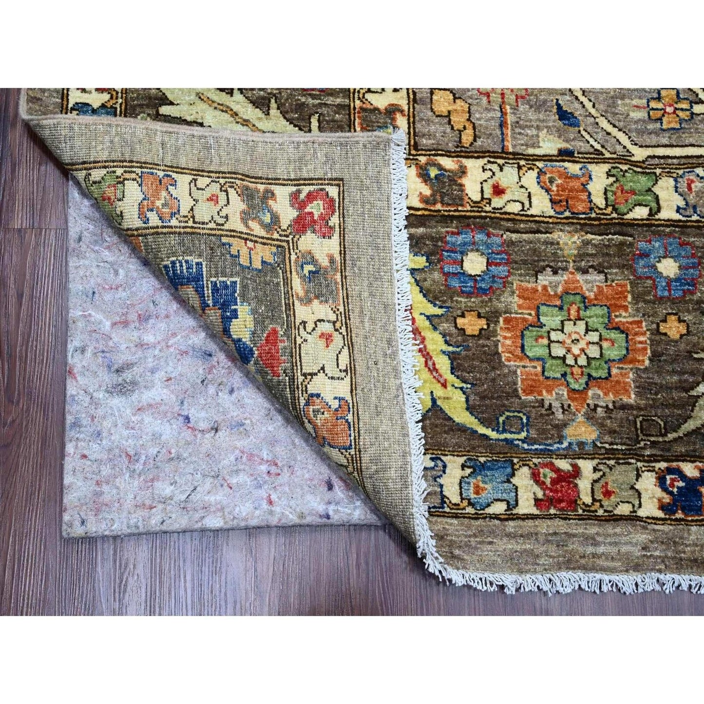 10'X13'4" Stone Gray Peshawar Heris All Over Design Wool Hand Knotted Rug