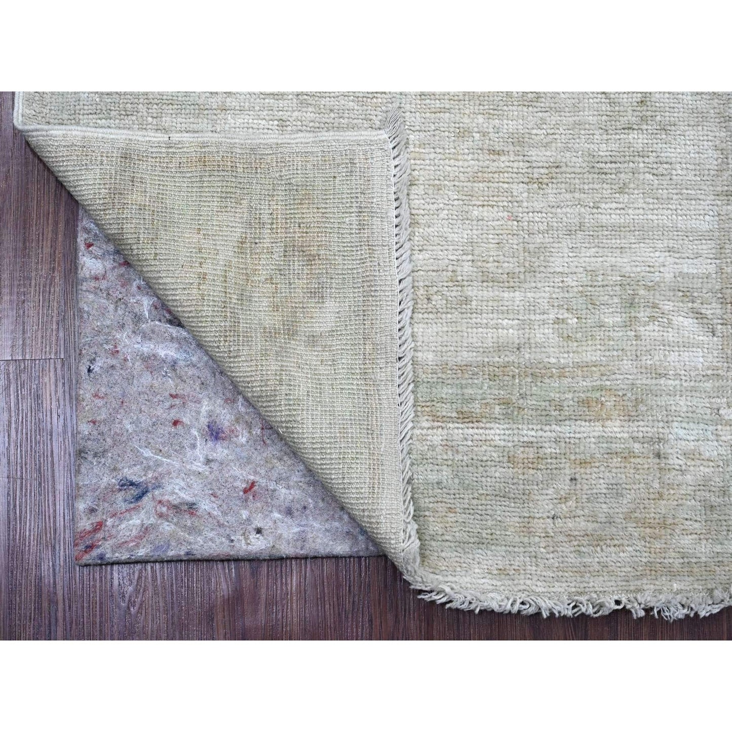 2'10"X11'5" White Angora Oushak Leaf Pattern Hand Knotted Wool Runner Rug