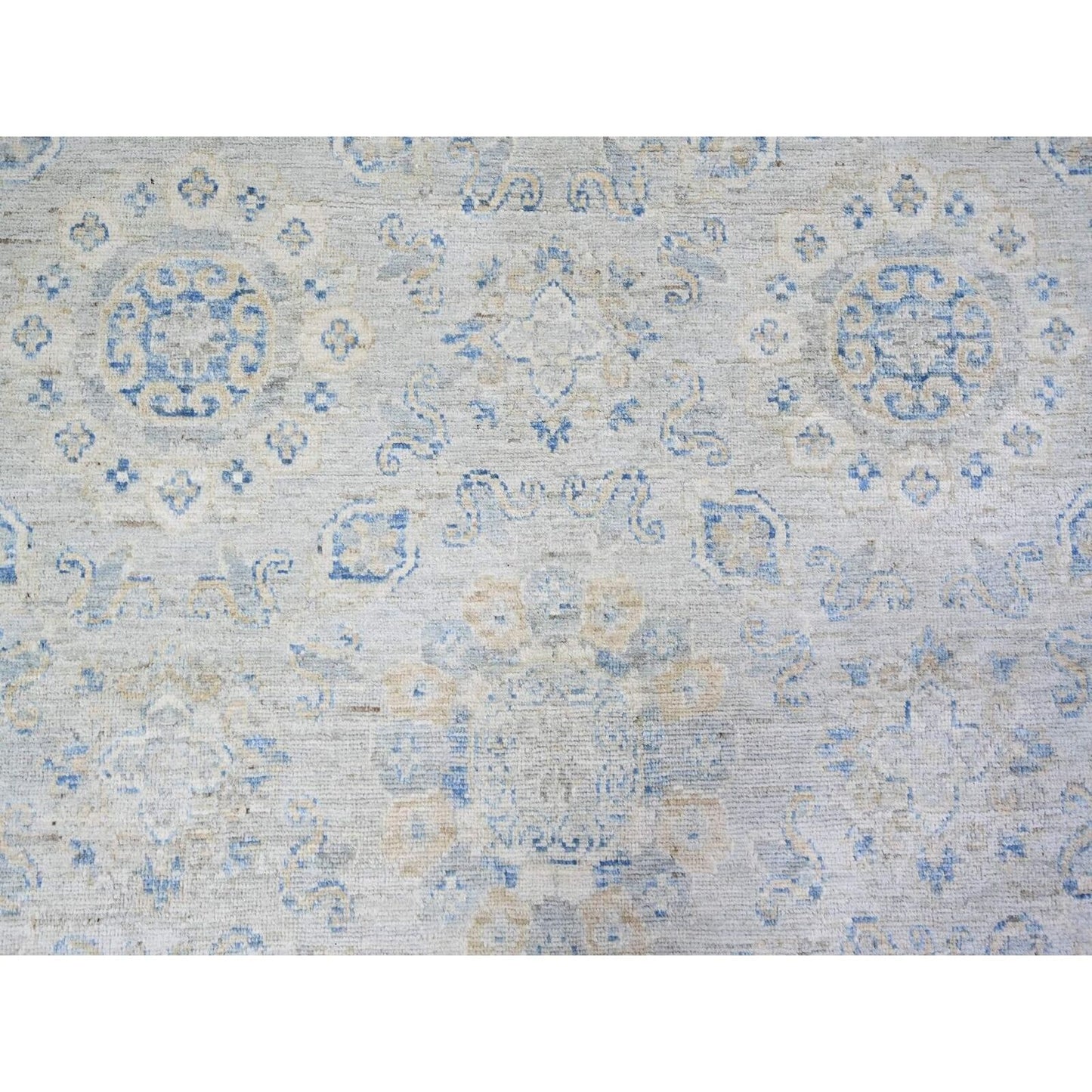 11'9"X14'8" Ivory White Wash Peshawar Wool Hand Knotted Oriental Rug
