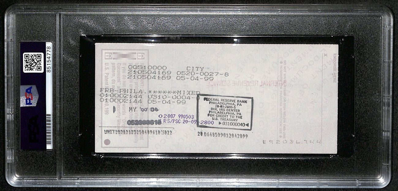Johnny Unitas Hof Signed/Auto 1999 Bank Check