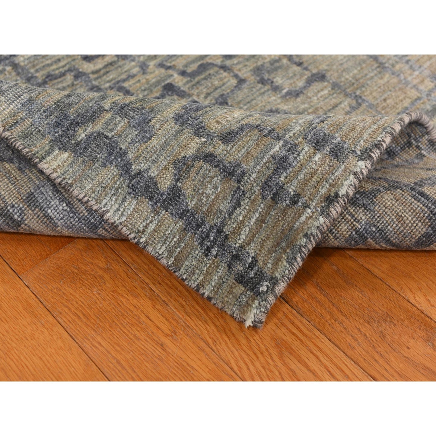8'X10'1" Spanish Gray Berber Influence Tone On Tone Silk Hand Knotted Rug