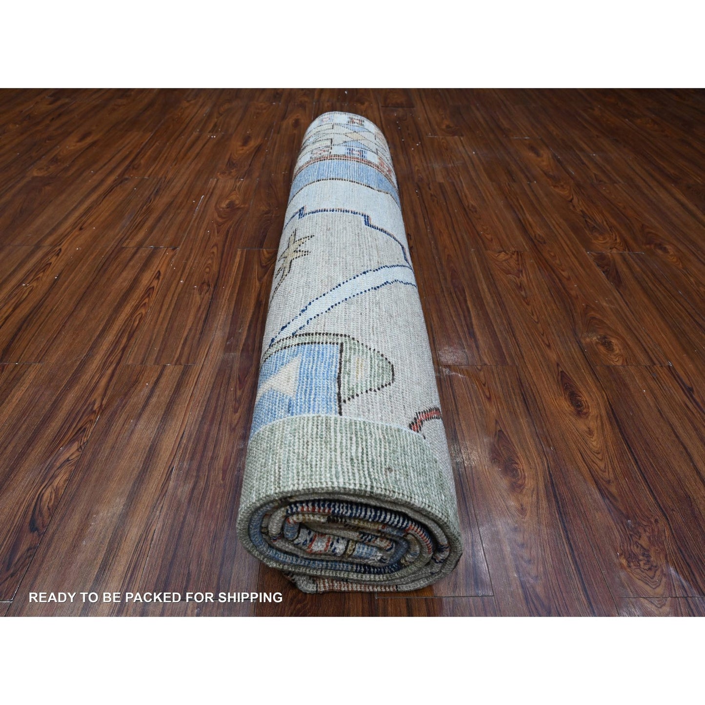 9'1"X11'4" Tufts Blue Anatolian Village Inspired Wool Hand Knotted Rug