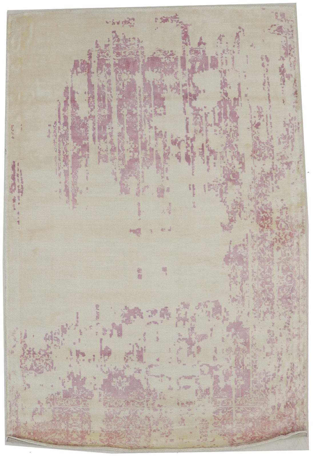 Cream 4X6 Hand-Loomed Distressed Floral Rug
