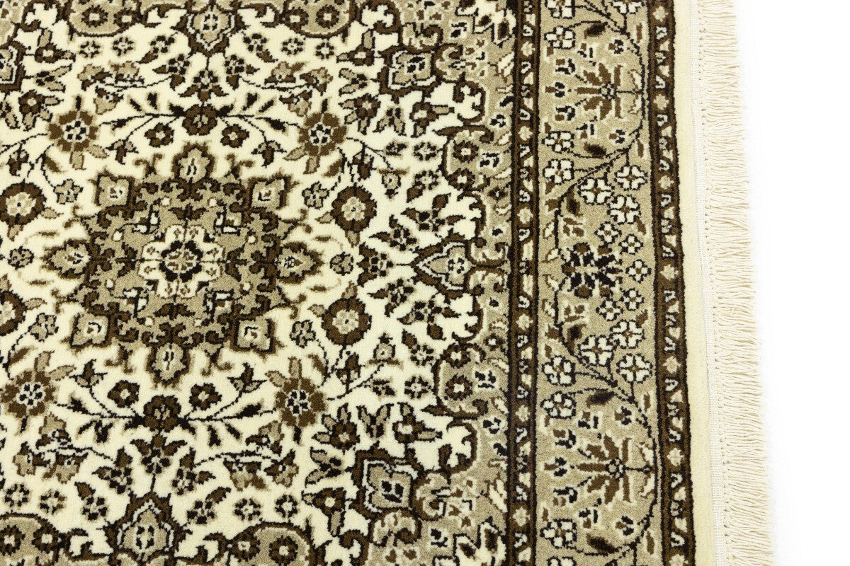 Handmade Kirman Square Rug Cream Floral Medallion
