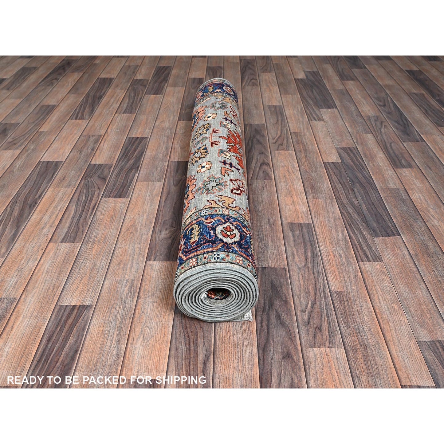 4'1"X11'9" Agate Gray Heris All Over Design Hand Knotted Wool Runner Rug
