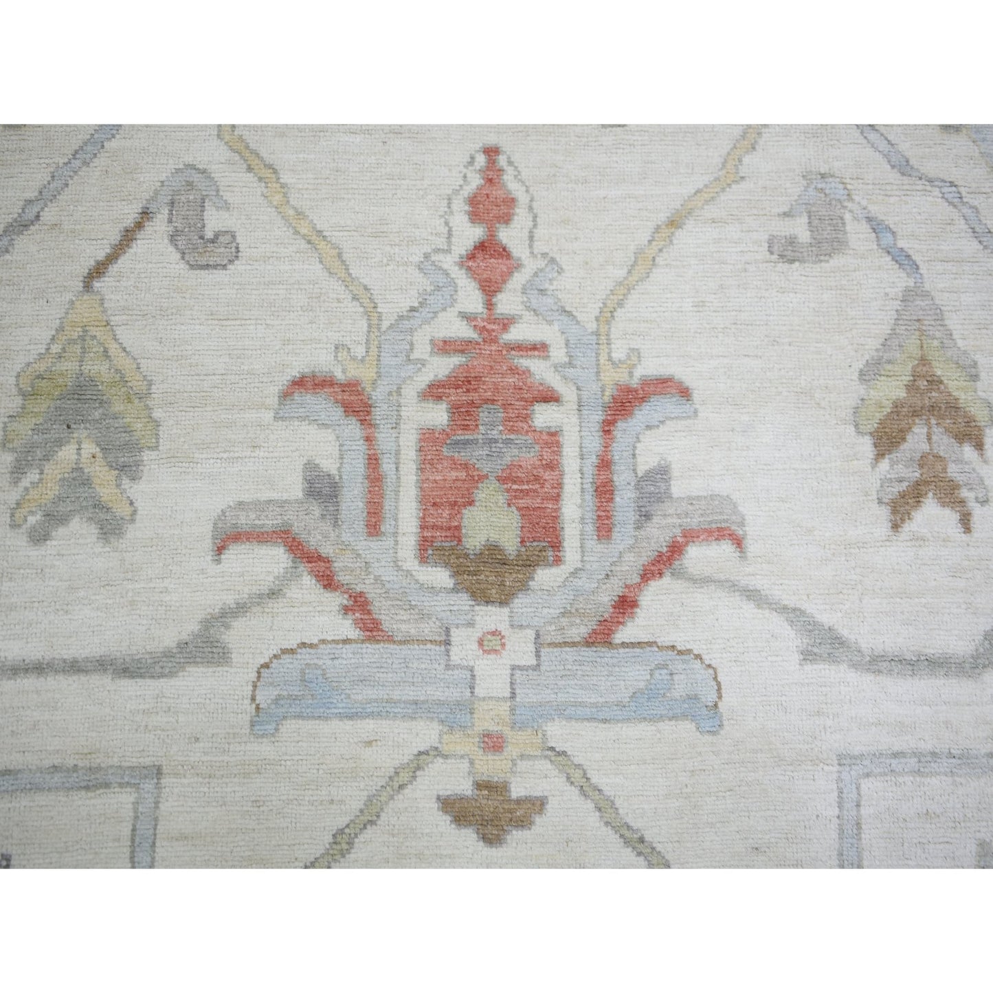 12'4"X15'3" Ivory, Afghan Angora Oushak, Wool Hand Knotted, Oversized Rug