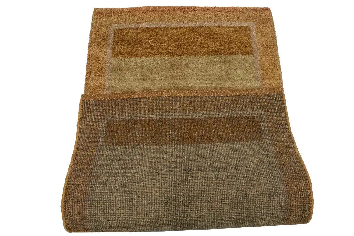 Small Beige And Rust Gabbeh Rug Tribal Design