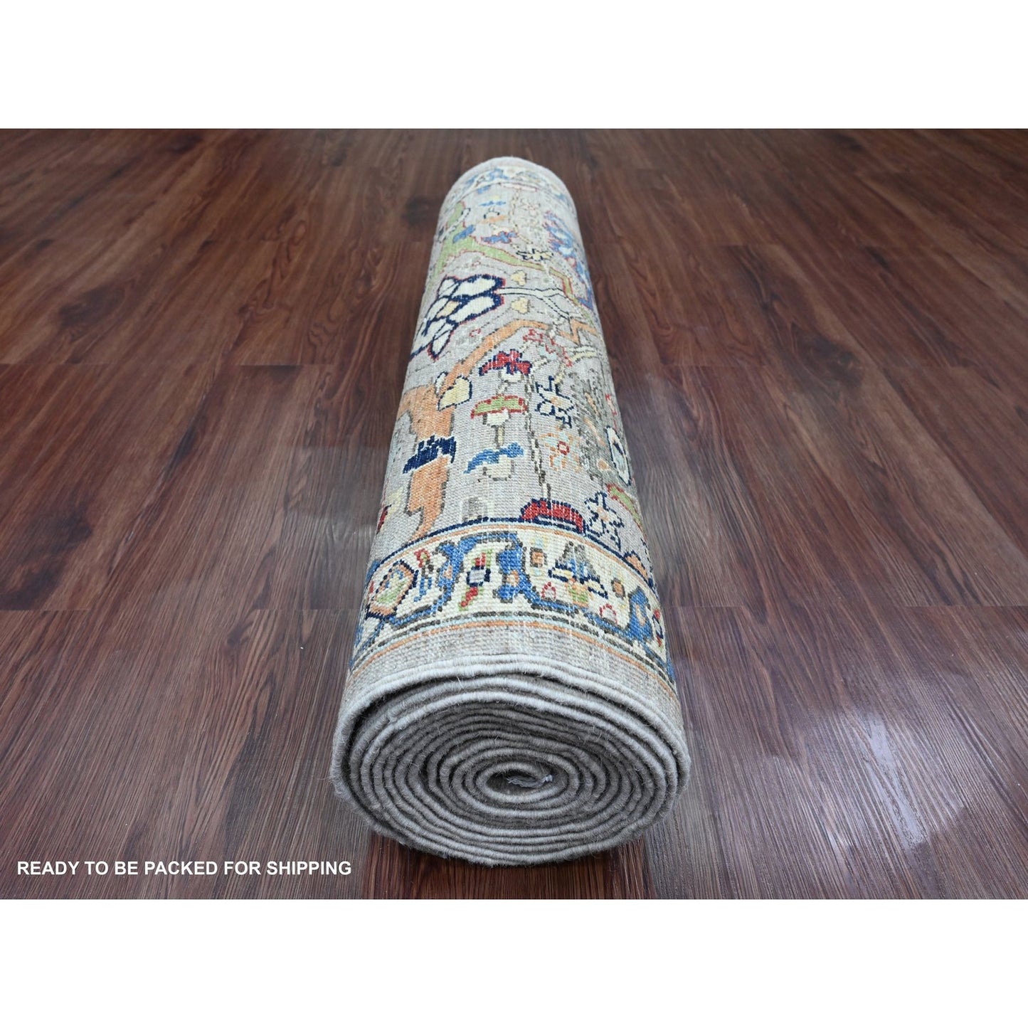 3'X15'5" Gray Peshawar Bijar Garus Design Wool Hand Knotted Runner Rug