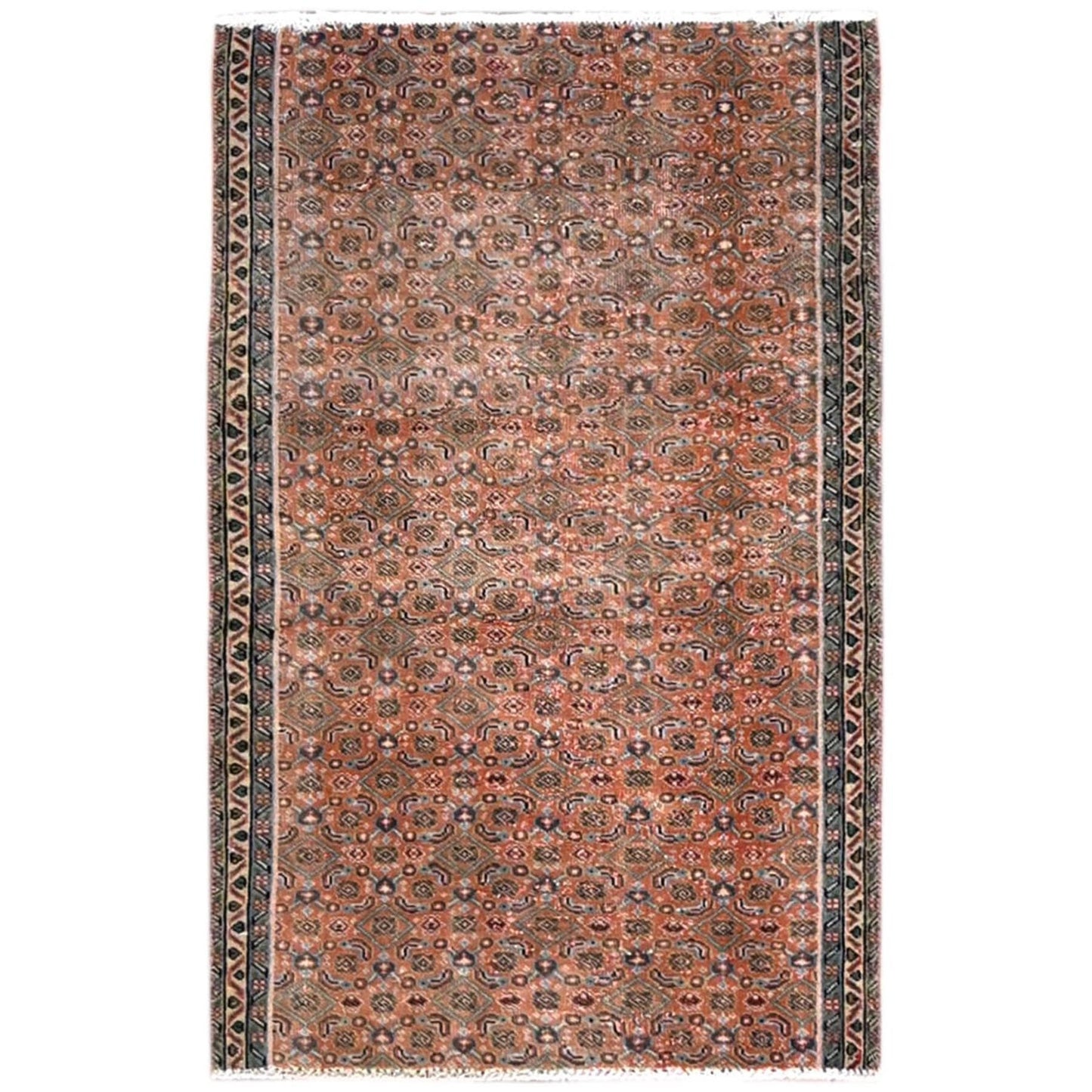 2'5"X3'8" Brown Hand Knotted Vintage North West Zoroastrian Fragment Rug