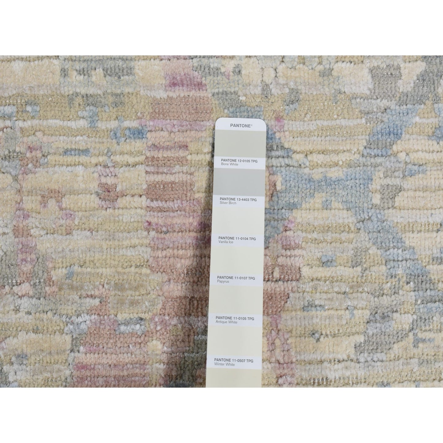 9'X11'10" Light Yellow Trellis Design Wool And Silk Hand Knotted Rug
