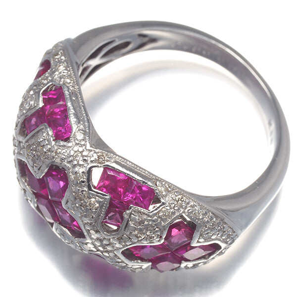 Ruby 2.80Ct Diamond 0.40Ct Princess-Cut Cross