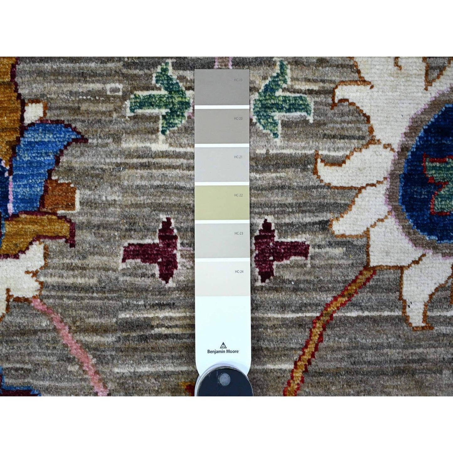 10'X13'8" Storm Gray Hand Knotted Sultani Floral Pattern Oriental Rug