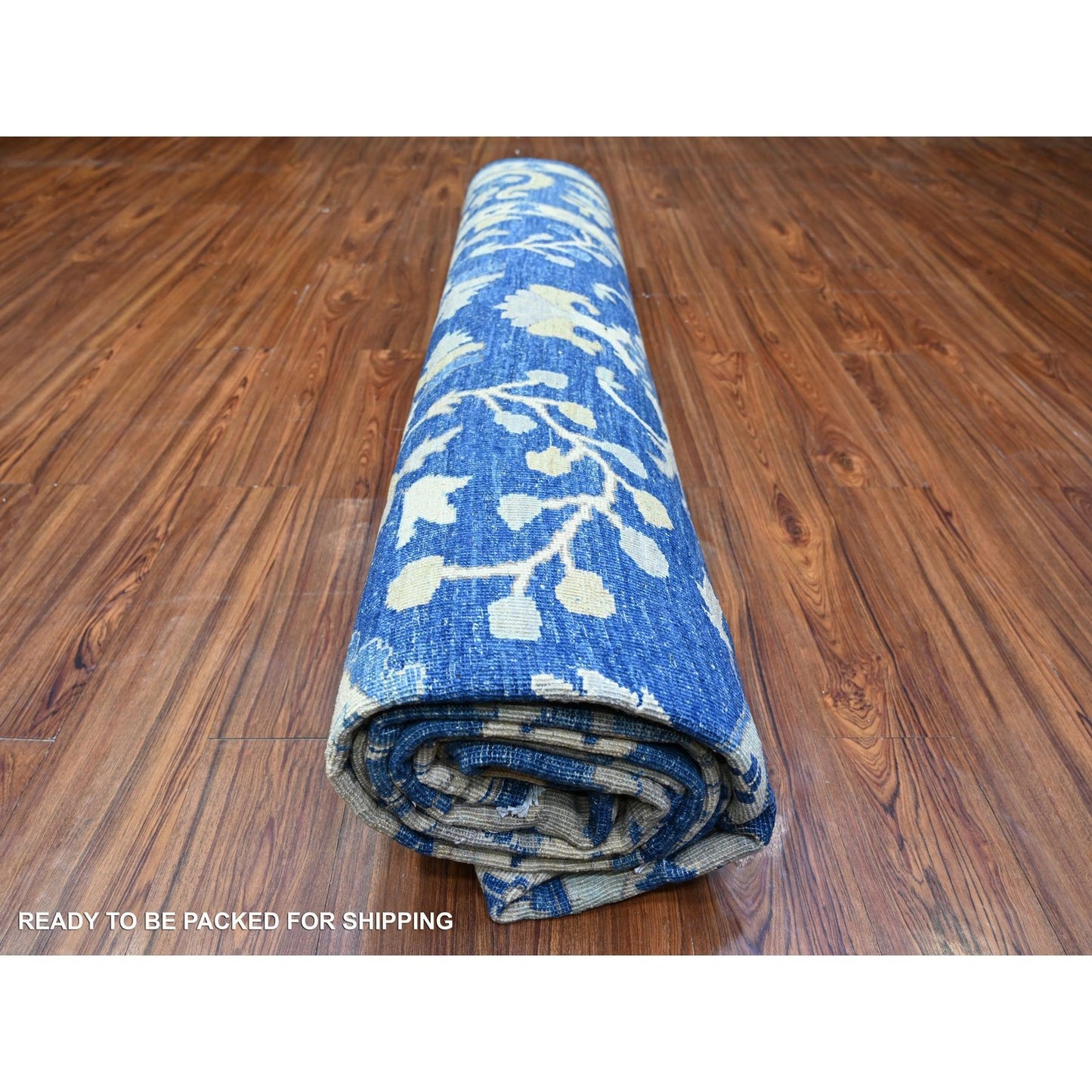 10'2"X13'8" Blue Fine Peshawar With Heris Hand Knotted Natural Wool Rug
