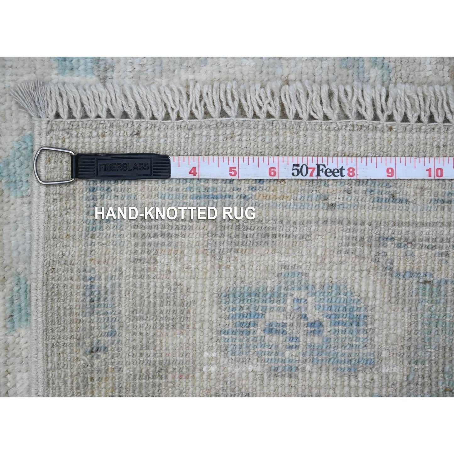 3'2"X7'9" Gray Hand Knotted Afghan Angora Oushak Runner Oriental Rug