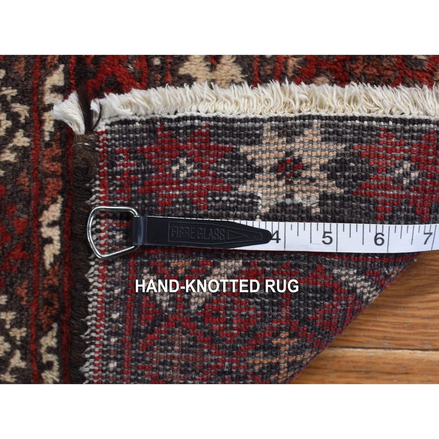 3'7"X7'1" Red Old Zoroastrian Balooch 100% Wool Hand Knotted Rug