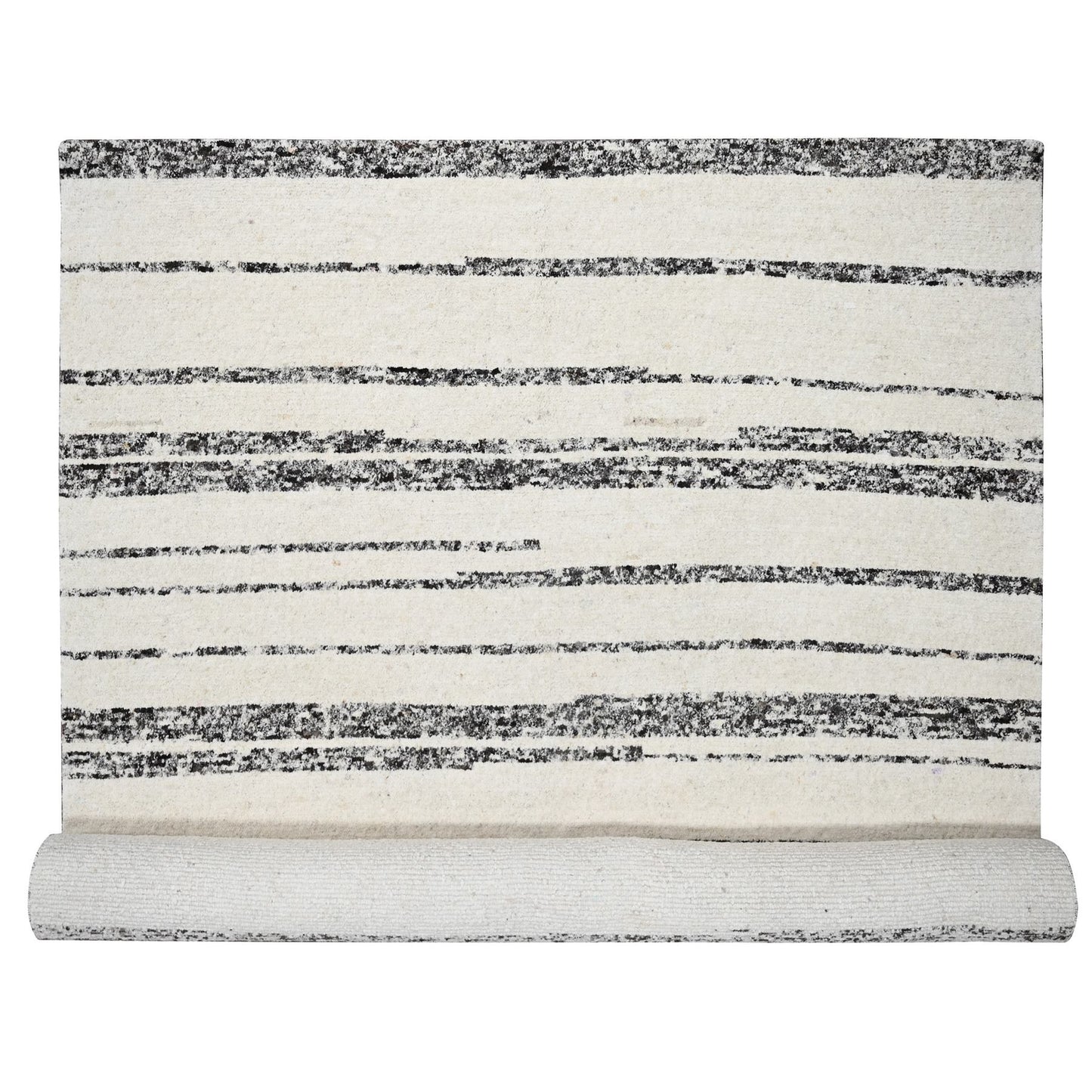 12'X17'9" Ivory Striae Design Wool Hand Knotted Oversized Oriental Rug
