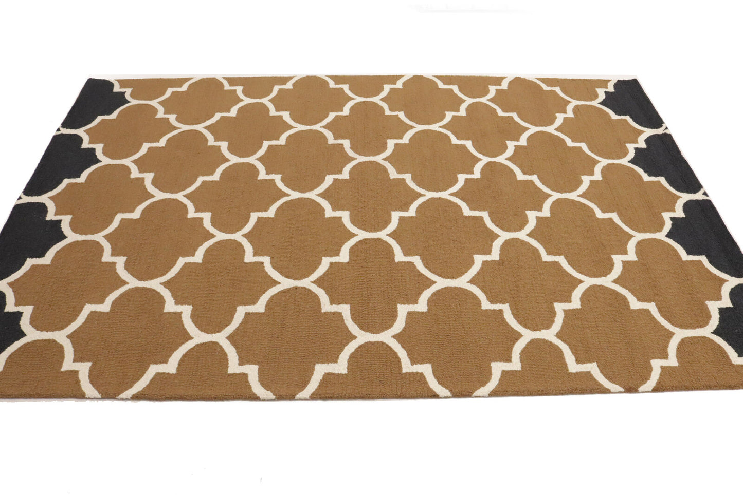 Caramel Brown Trellis Design 5X8 Hand-Tufted