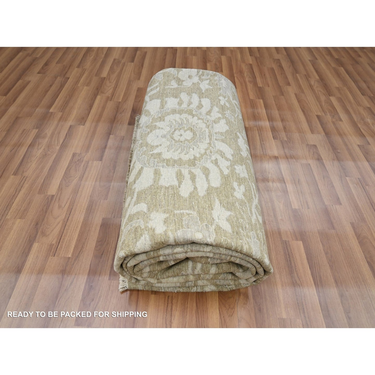 9'X12' Green Ziegler Mahal Large Flowers Design All Wool Hand Knotted Rug