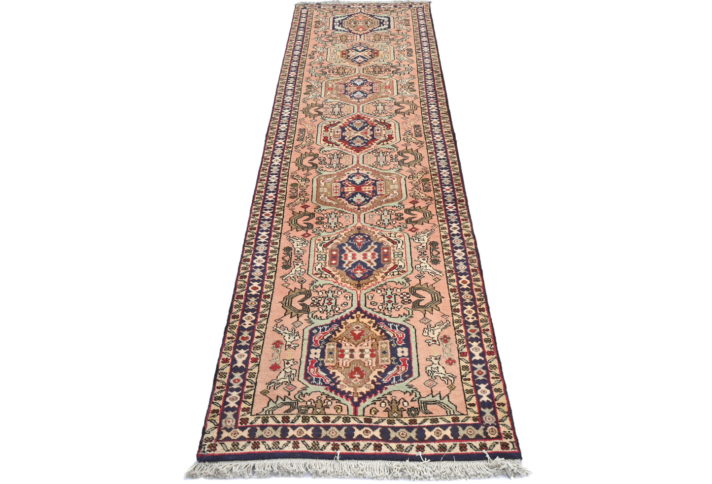 Handmade Pale Pink Oriental Runner Rug Tribal
