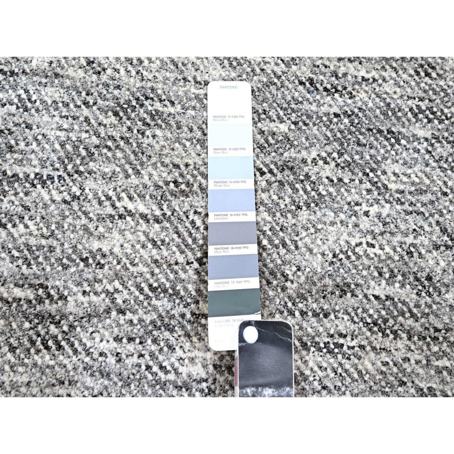 9'X12'1" Barely Blue Modern Geometric Plaid Design Wool Hand Knotted Rug