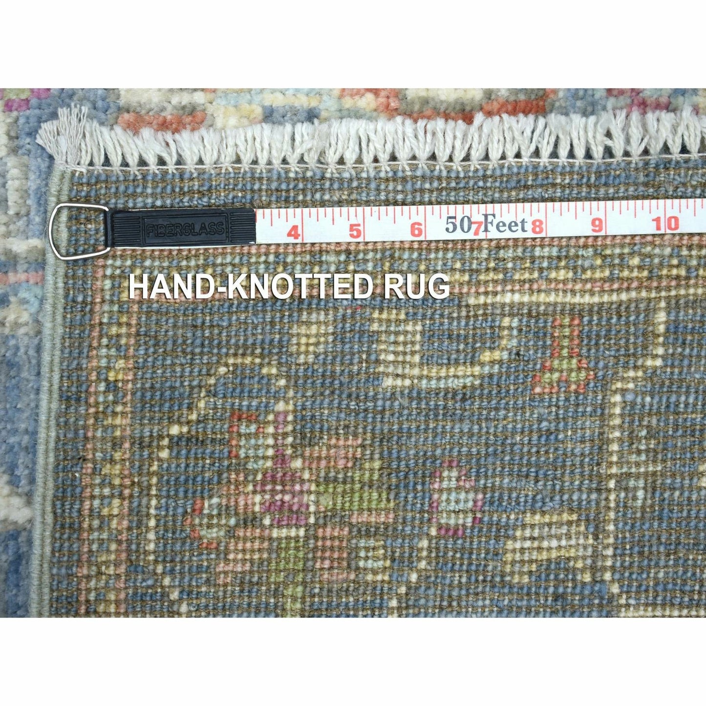 2'6"X19'2" Deim Blue Hand Knotted Angora Oushak Xl Runner Afghan Wool Rug