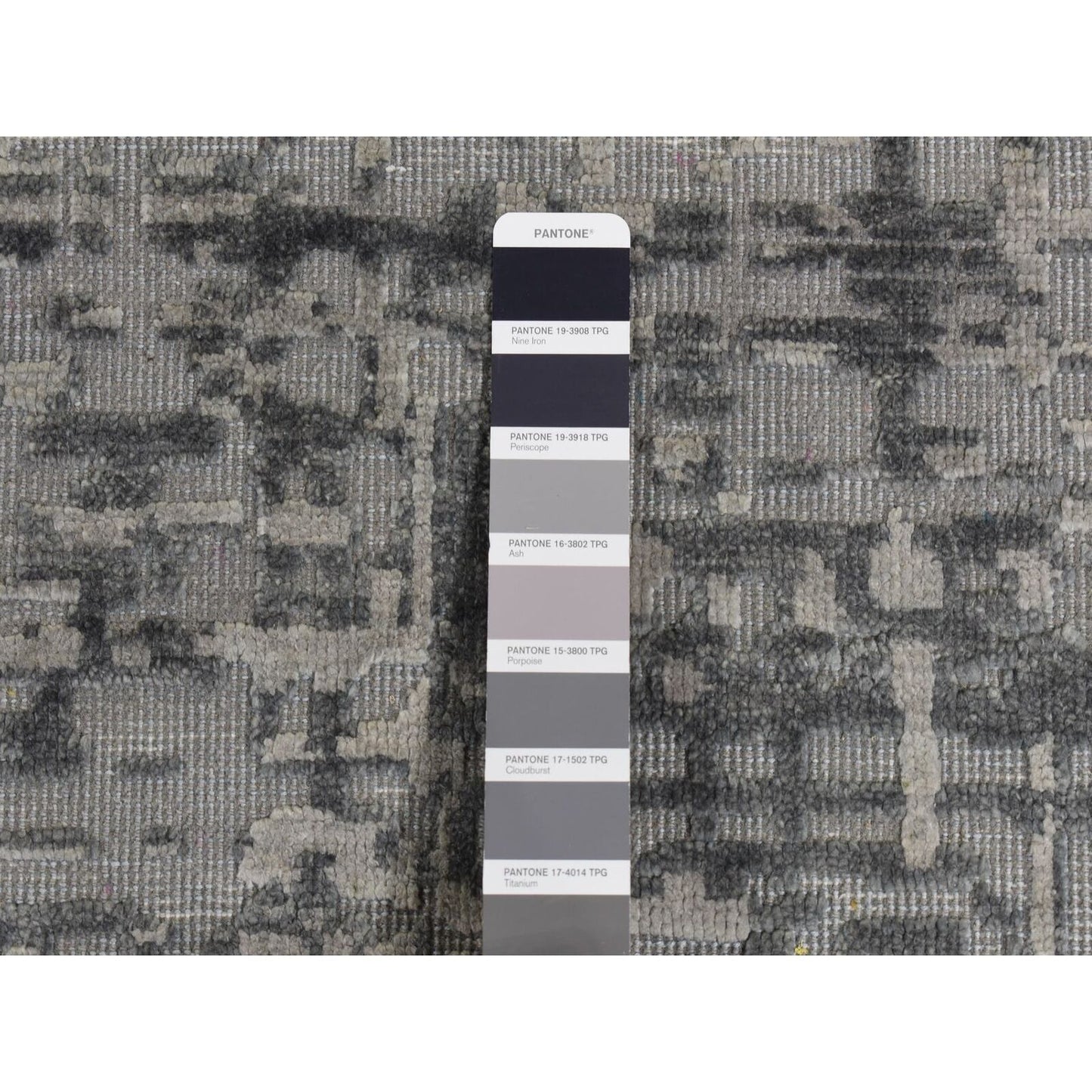 9'2"X12'4" Gray The Matrix Silk With Wool Tone On Tone Hand Knotted Rug