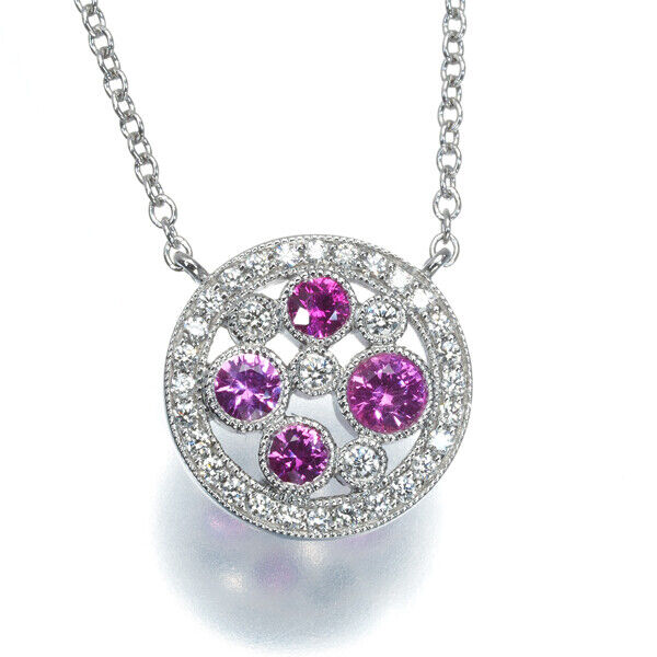 Tiffany&Co. Necklace Pink Sapphire Diamond Cobblestone 950 Platinum