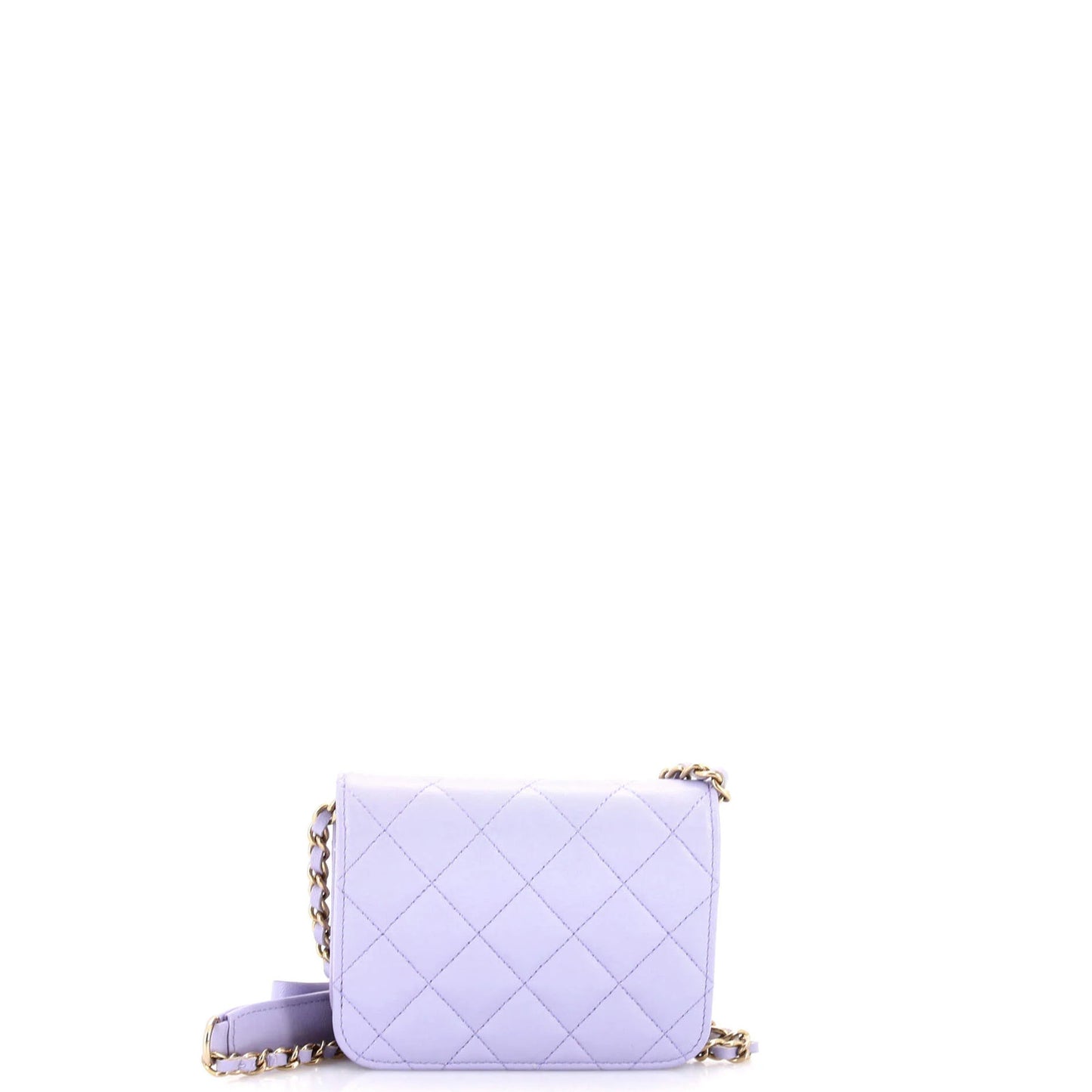 Chanel Bow Strap Card Holder On Chain Quilted Lambskin