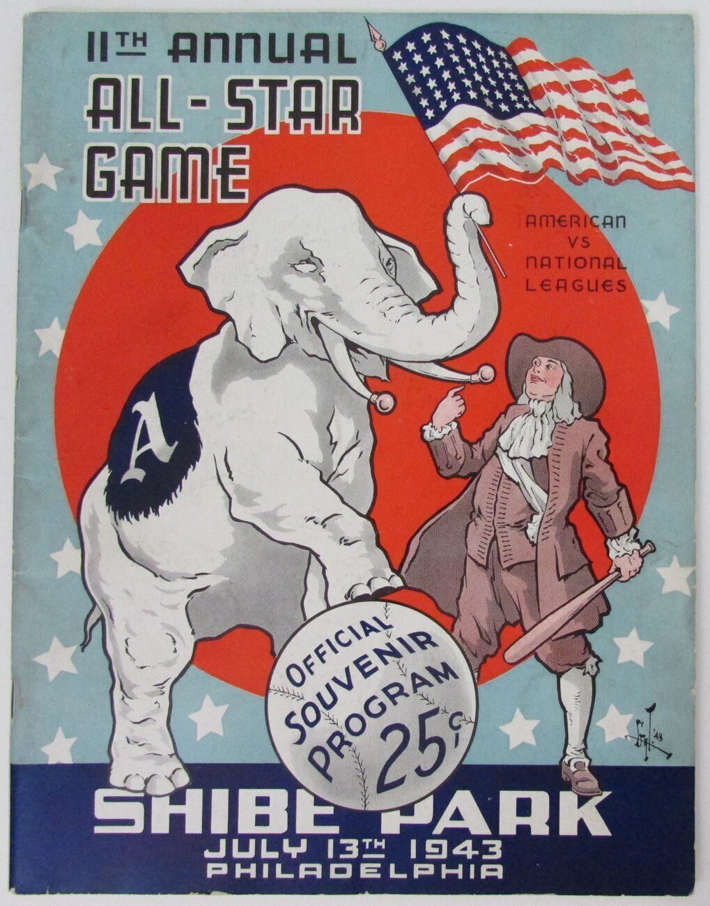 1943 Baseball All-Star Game Program Vintage Rare