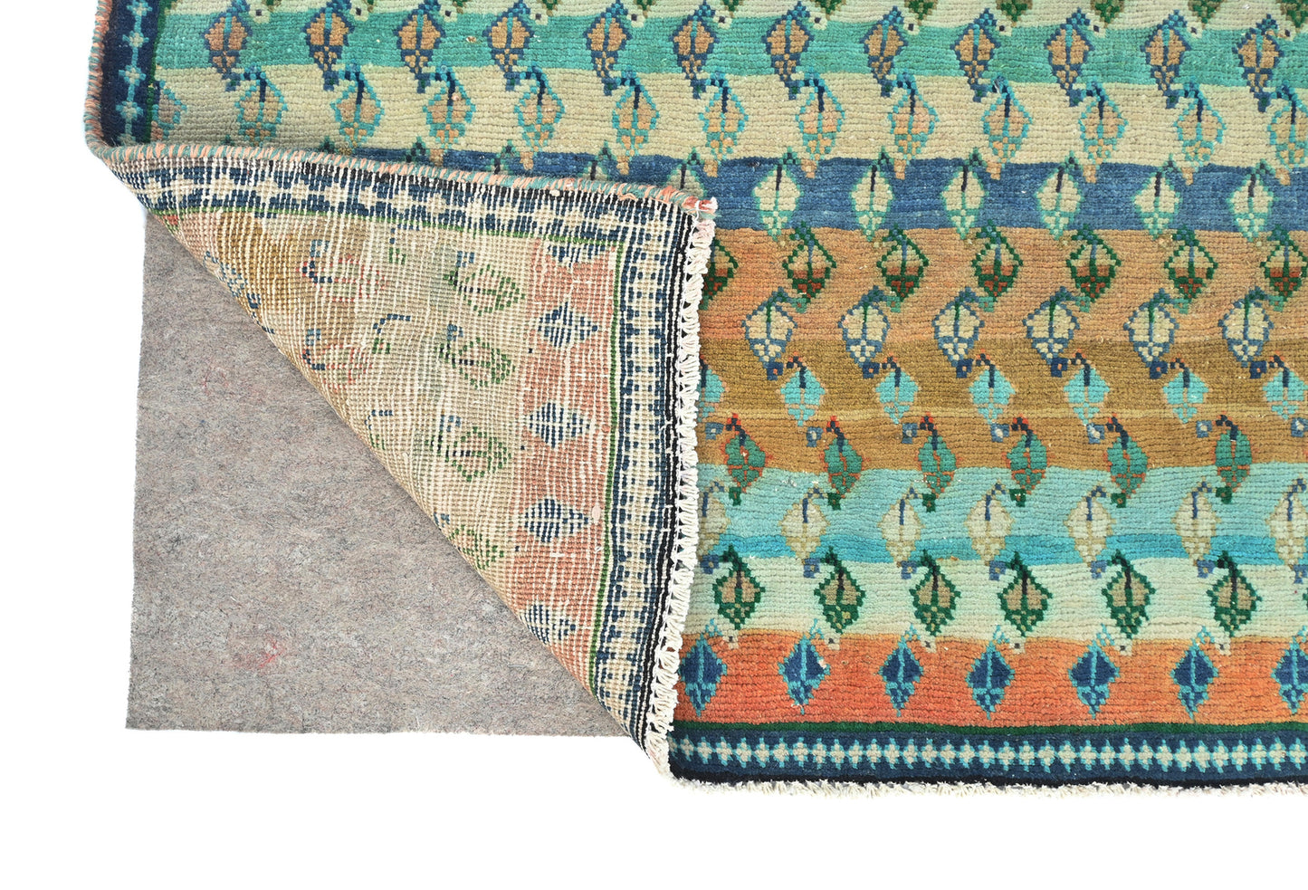 Multicolored Semi-Antique Tribal Oriental Runner