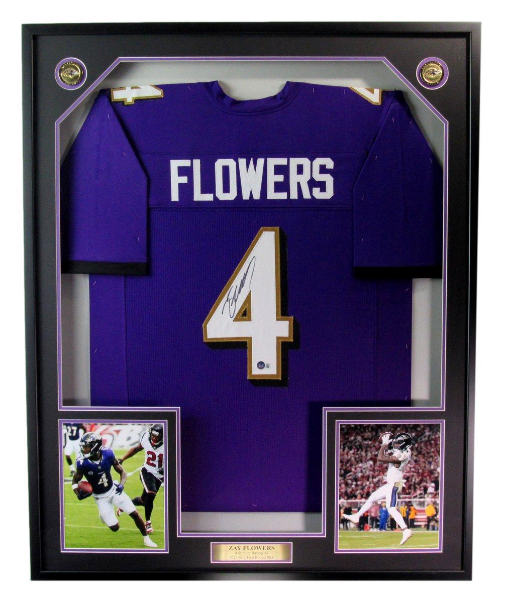 Zay Flowers Autographed Purple Football Jersey