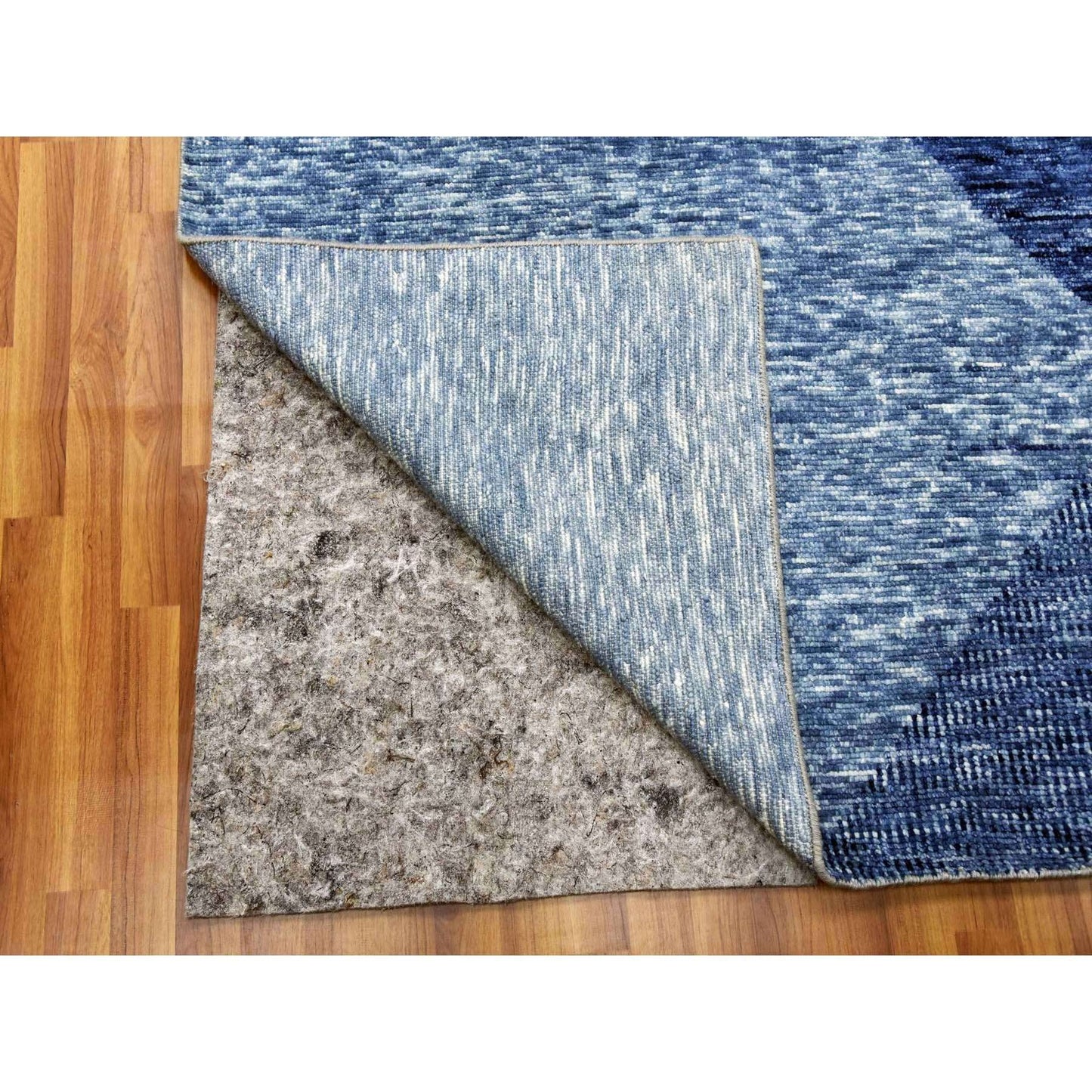 12'2"X18'3" Blue Wool Hand Knotted Art Deco Collection Oversized Rug