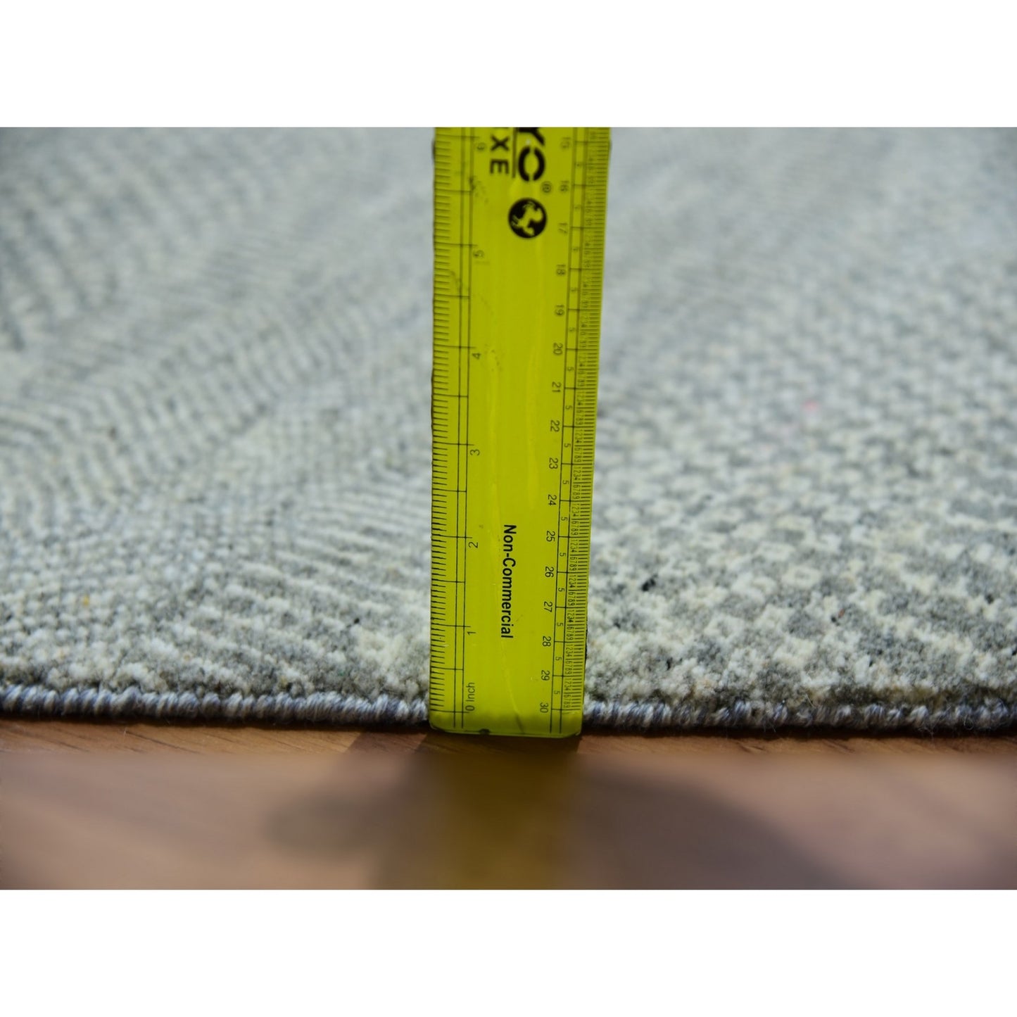 13'X13' Repose Gray Shiny Undyed Wool Hand Knotted Modern Grass Round Rug