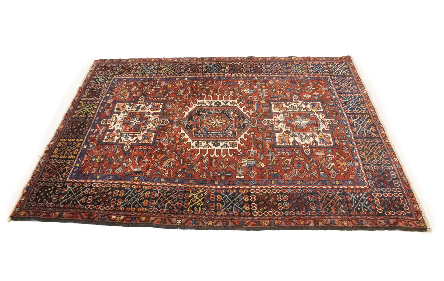 Semi-Antique Oriental Rug Rusty Red Geometric