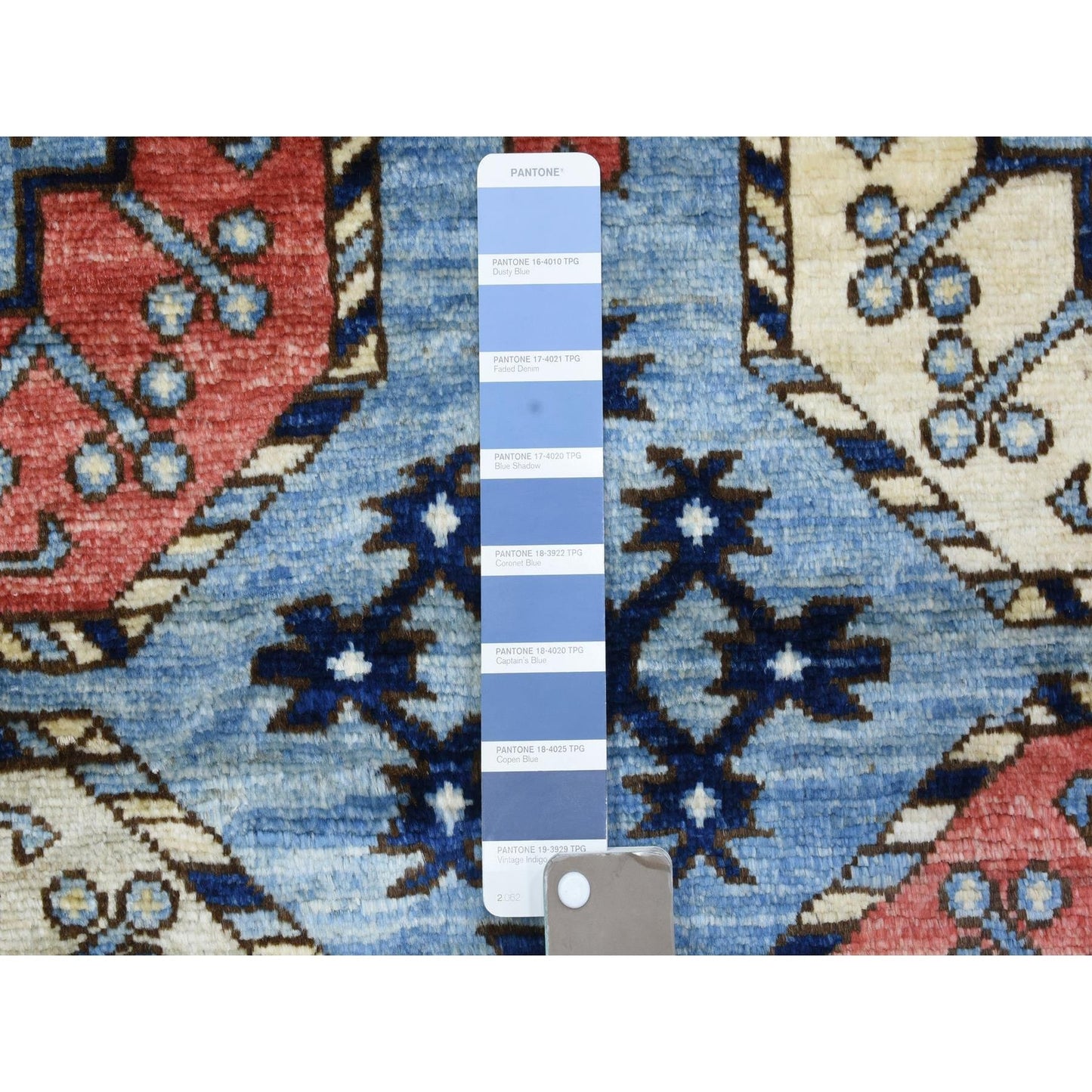 4'X11'8" Blue Pure Wool Hand Knotted Afghan Ersari Wide Runner Rug