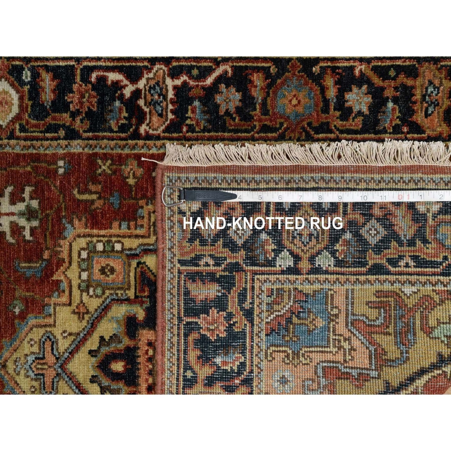 2'7"X7'10" Red New Zealand Wool Heris Revival Hand Knotted Runner Rug