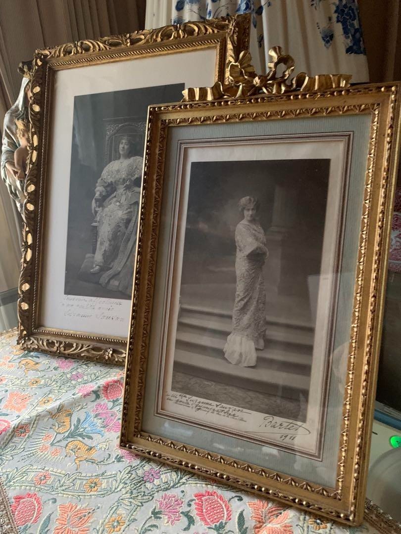 Julia Bartet Signed Photo Set 1911 French Antique Actress Portraits W/ Frames