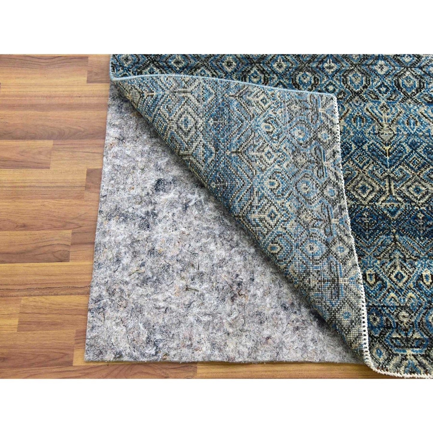 2'6"X12' Blue Kohinoor Herrita Design 100% Wool Hand Knotted Runner Rug