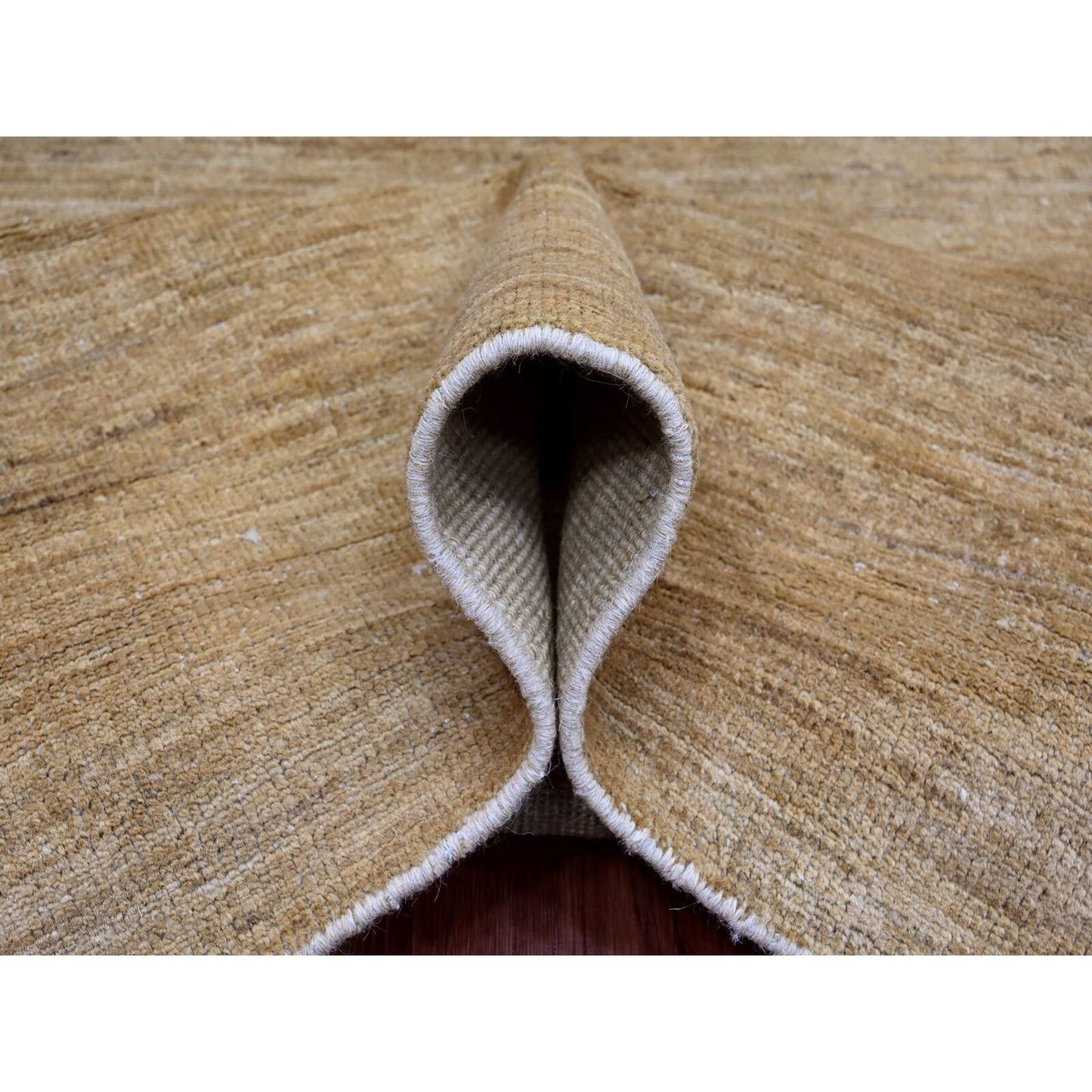 7'10"X9'5" Tawny Brown Plain Solid Pattern Ghazni Wool Hand Knotted Rug