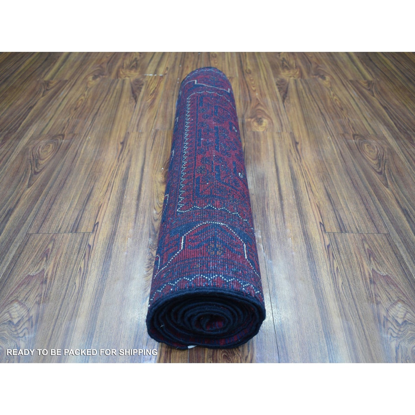 2'8"X9'6" Red Tribal Design Hand Knotted Afghan Khamyab Wool Runner Rug