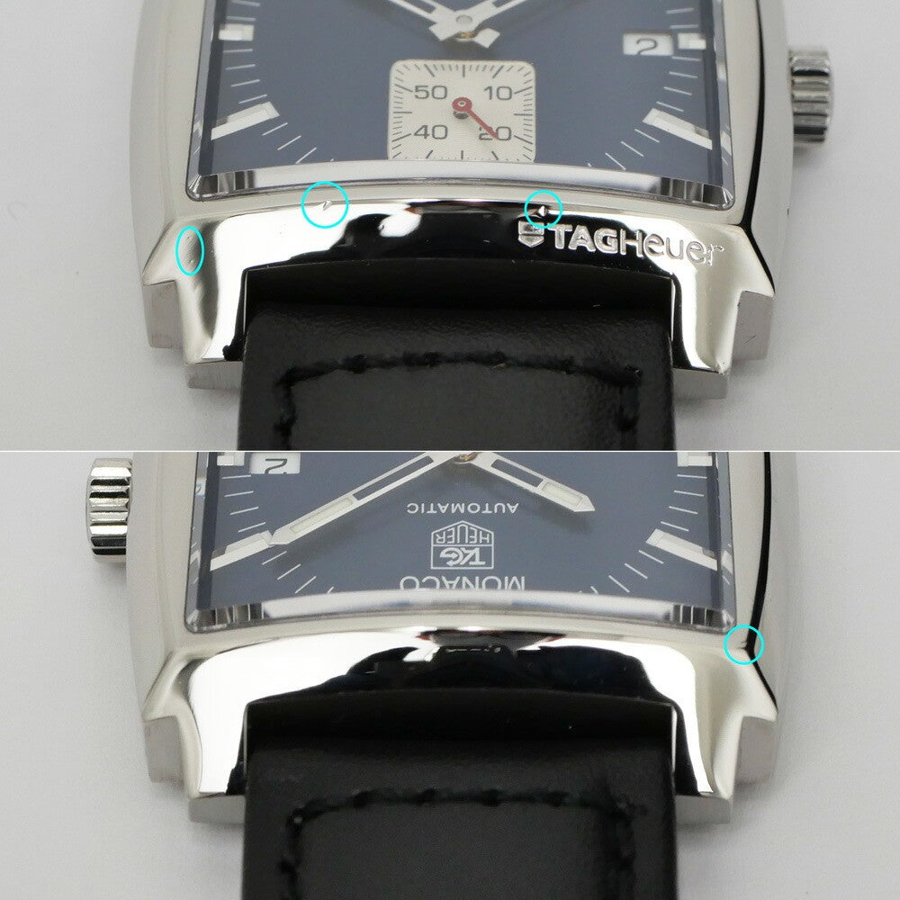 Tag Heuer Monaco Date Ww2111 Blue Case Size ( ) 37Mm Men'S Used Watch #7107