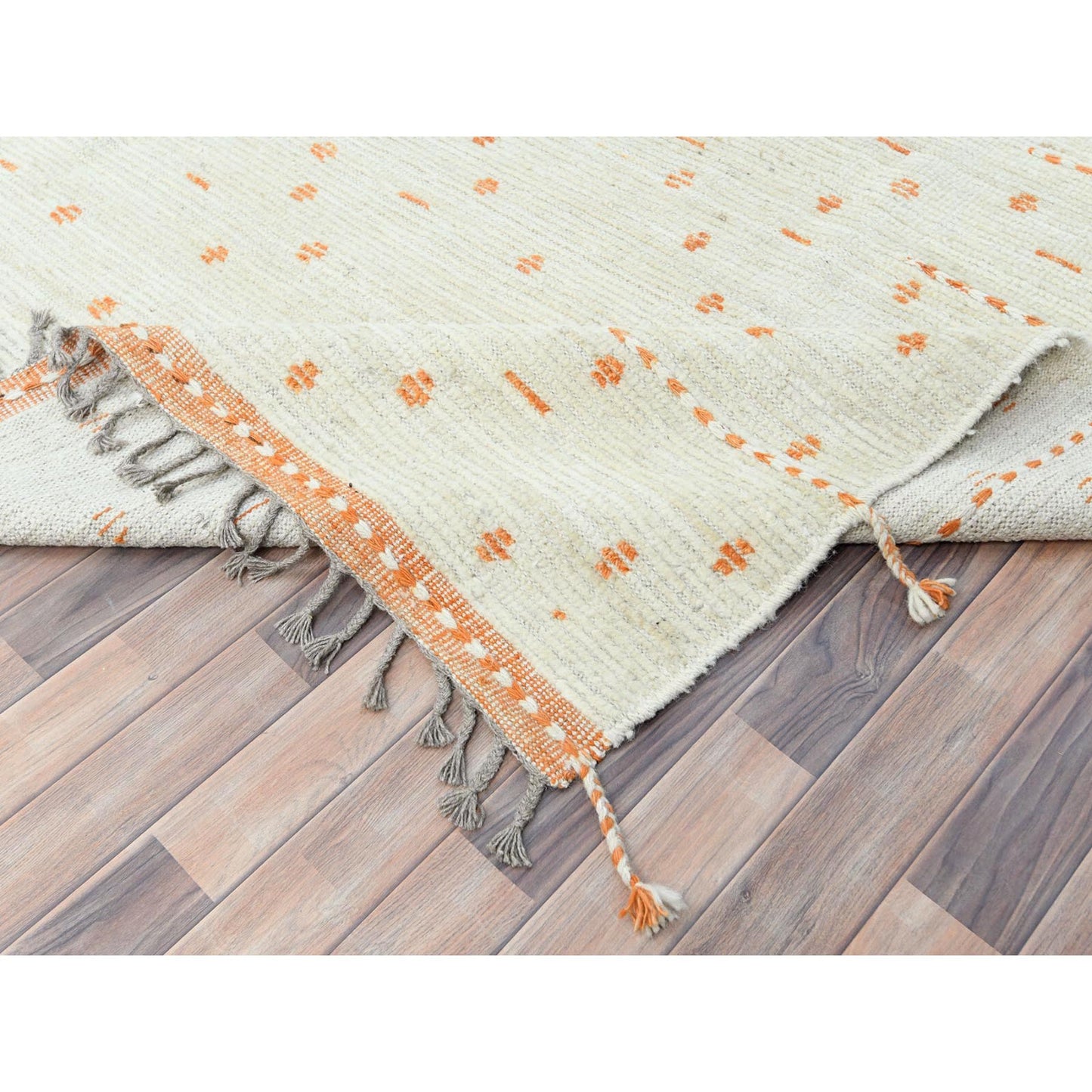 10'X14'4" Ivory Moroccan Berber Organic Wool Hand Knotted Oriental Rug