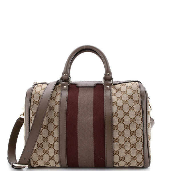 Gucci Vintage Web Boston Bag Gg Canvas Medium