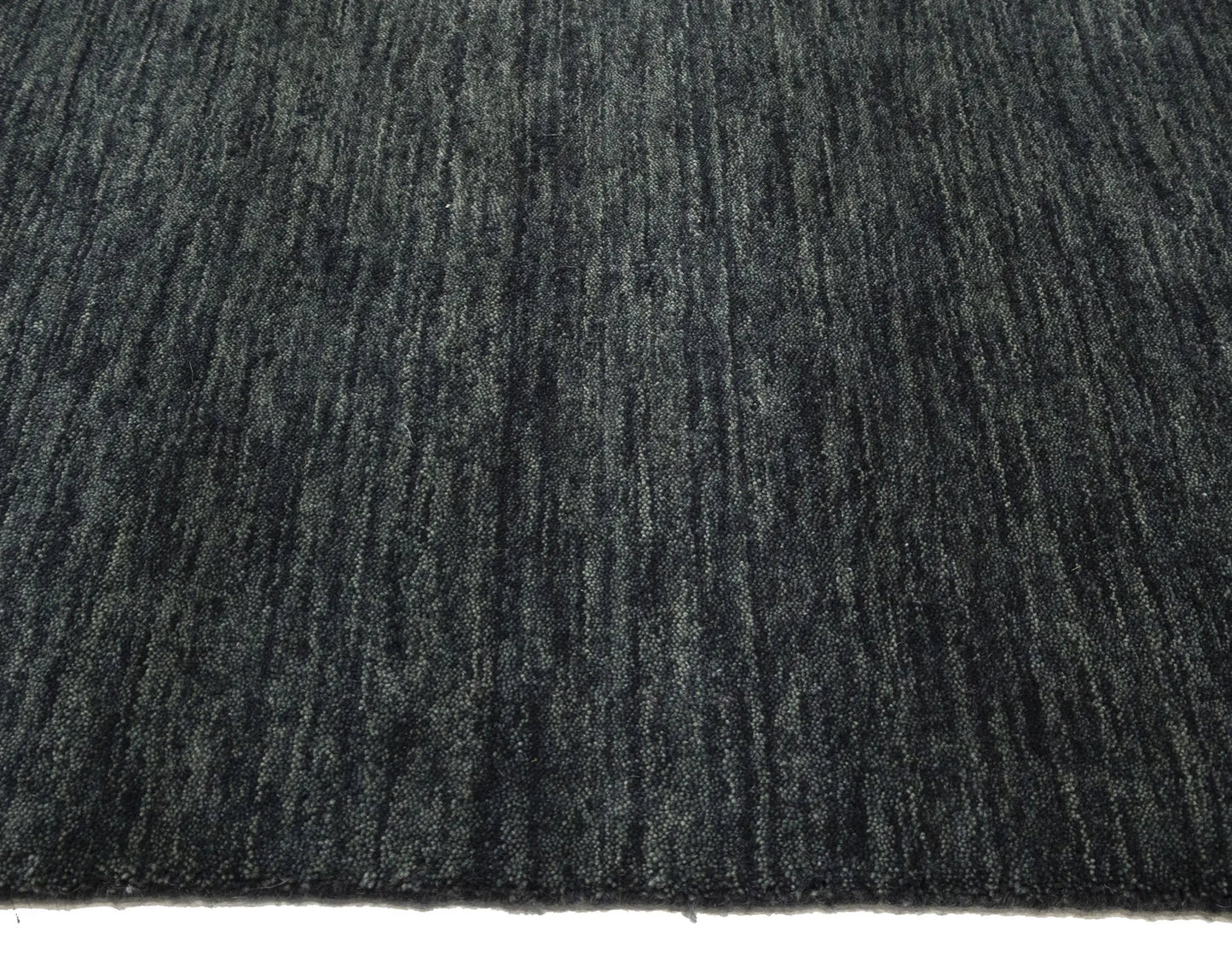 Solid Charcoal Hand-Loomed 9X12 Gabbeh Wool Rug