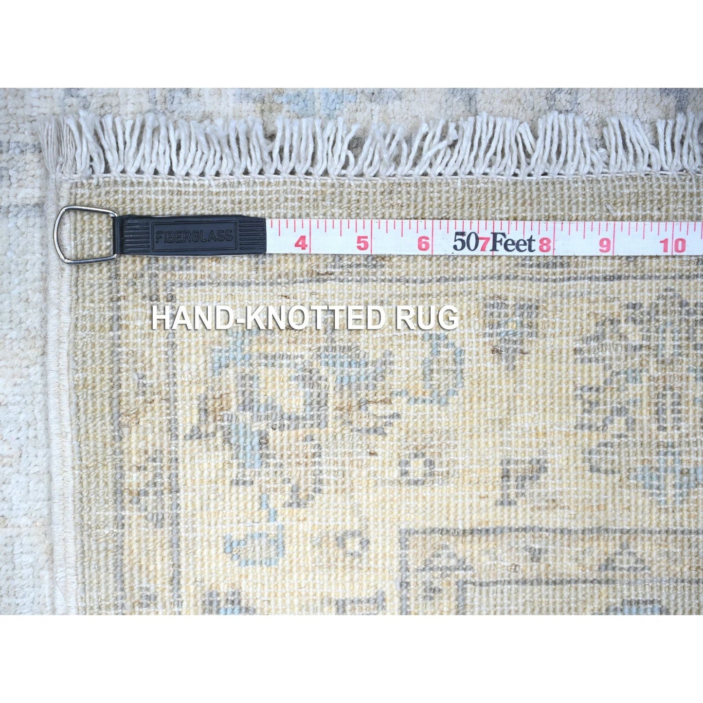 2'8"X12'2" Gray Peshawar Washed Out Faded Wool Hand Knotted Oriental Rug