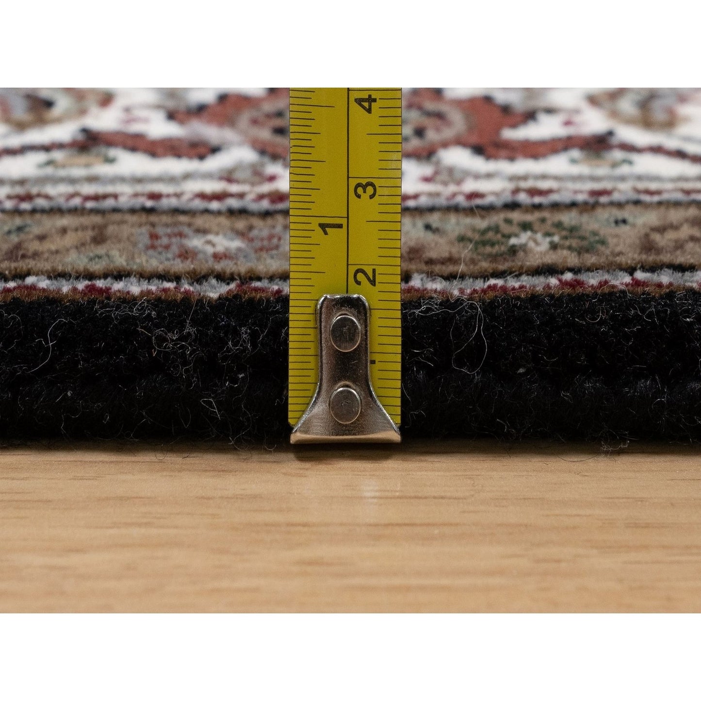 5'X7' Black Tebraz Mahi With Fish Medallion Design Wool Hand Knotted Rug
