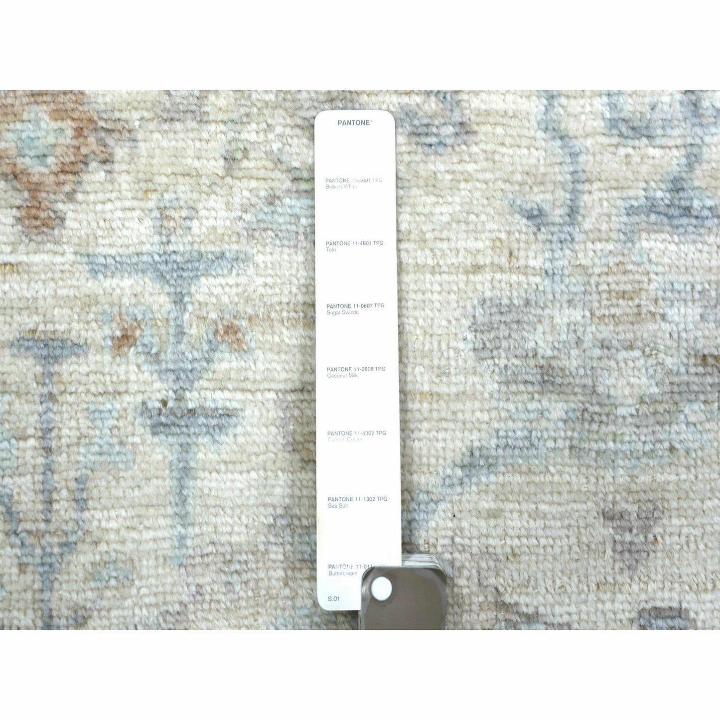 2'10"X9'5" Ivory Angora Oushak Leaf Design Hand Knotted Wool Runner Rug